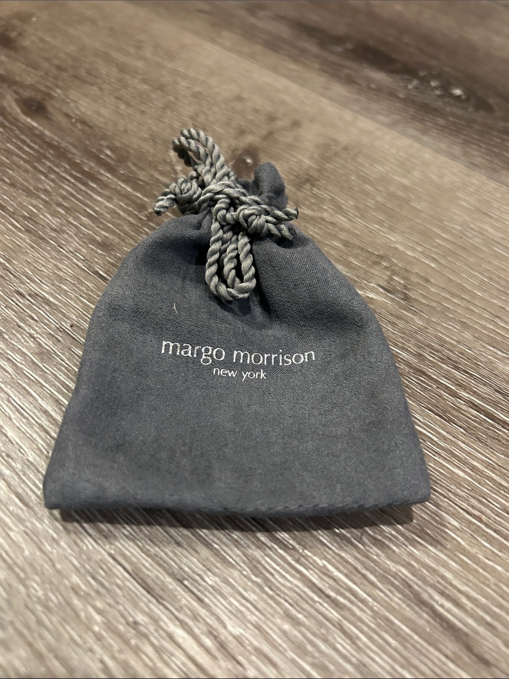 Margo Morrison Luxury Small Grey Velvet Drawstring Jewelry Pouch / Used Once